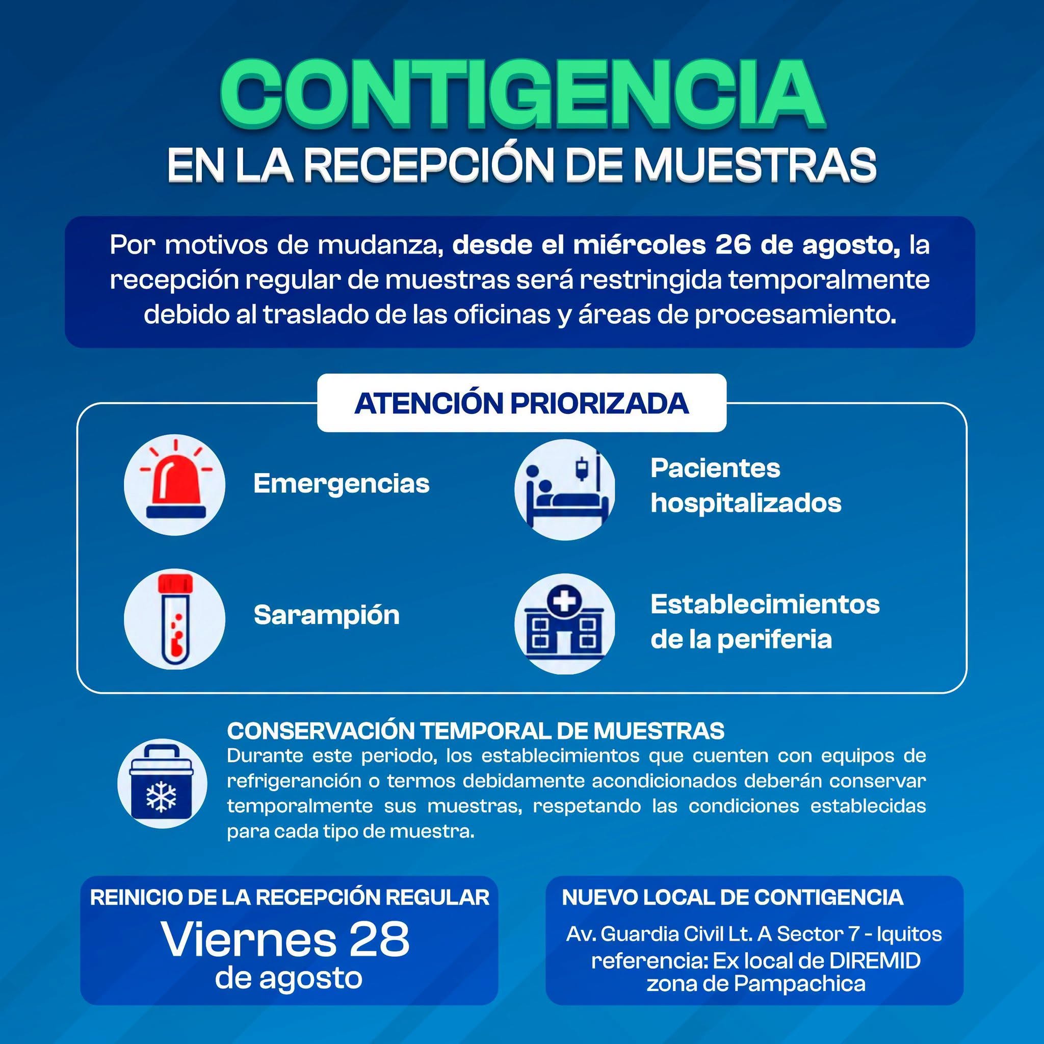 🚨 ALERTA DE CONTINGENCIA EN EL LABORATORIO REFERENCIAL 🚨